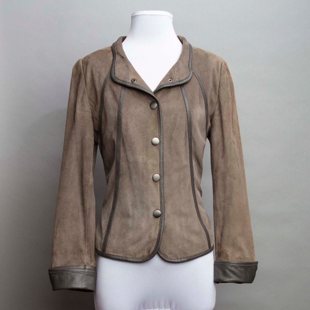 Classiques Entier Brown Gray Leather Jacket